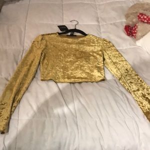 NWT Yellow crushes velvet crop top